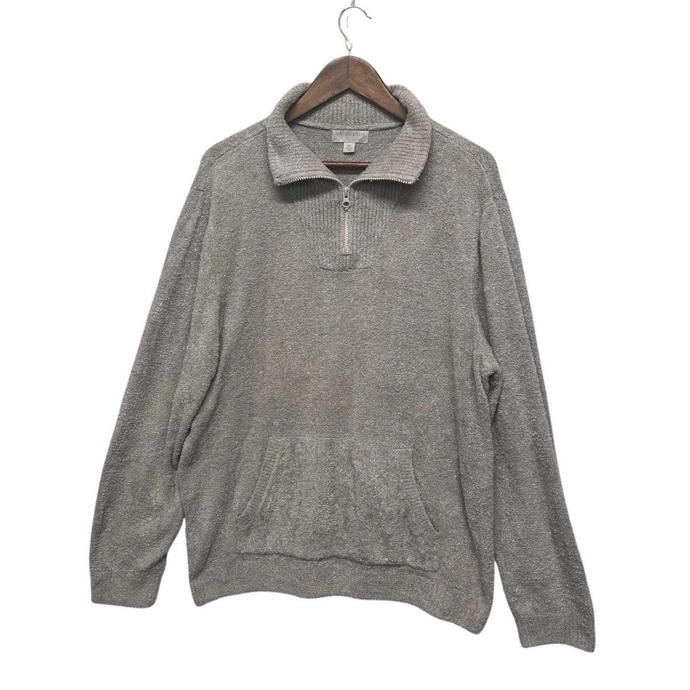 Barefoot Dreams Cozychic Lite 1/4 Zip Tunic Gray Long Sleeve Sz XXL Quiet Luxury